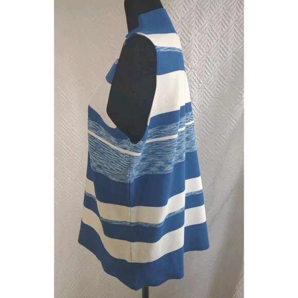 New Nine West Size XL Pullover Sleeveless Blue White Mock Turtle Neck Top - Picture 3 of 12
